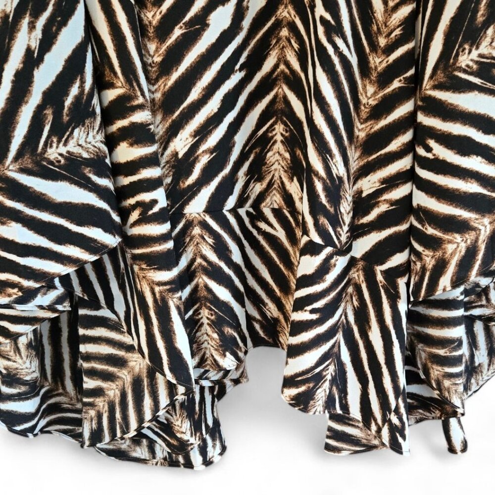 Calvin Klein Animal Print Skirt Fully Lined Chiffon Handkerchief High Low Hem 16 - Picture 4 of 10